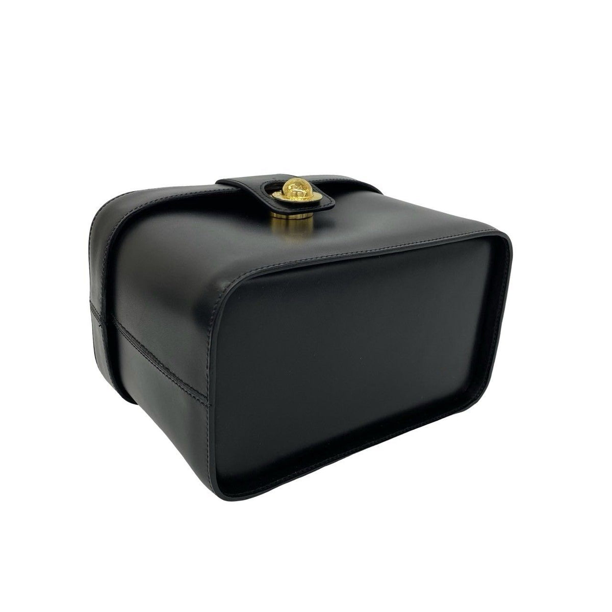 Celine Vintage Star Ball Logo Leather Handbag Vanity Bag Black — view 7