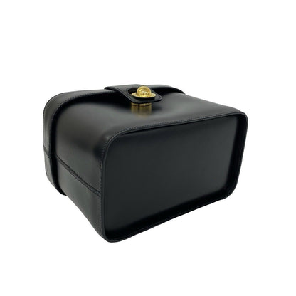Celine Vintage Star Ball Logo Leather Handbag Vanity Bag Black — view 7