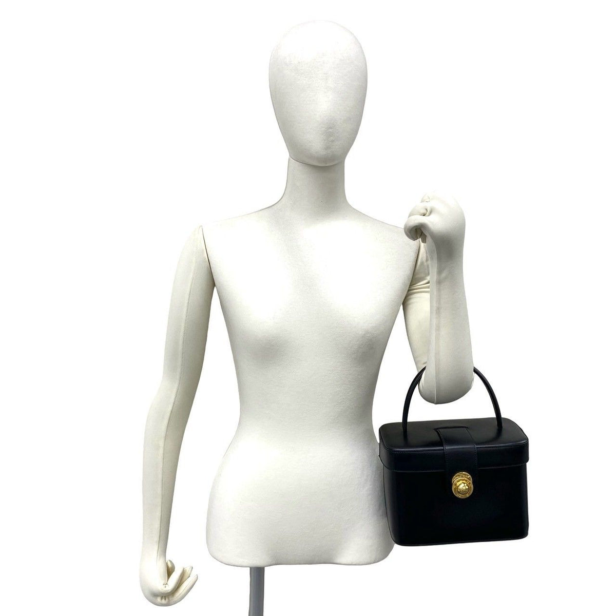 Celine Vintage Star Ball Logo Leather Handbag Vanity Bag Black — view 2