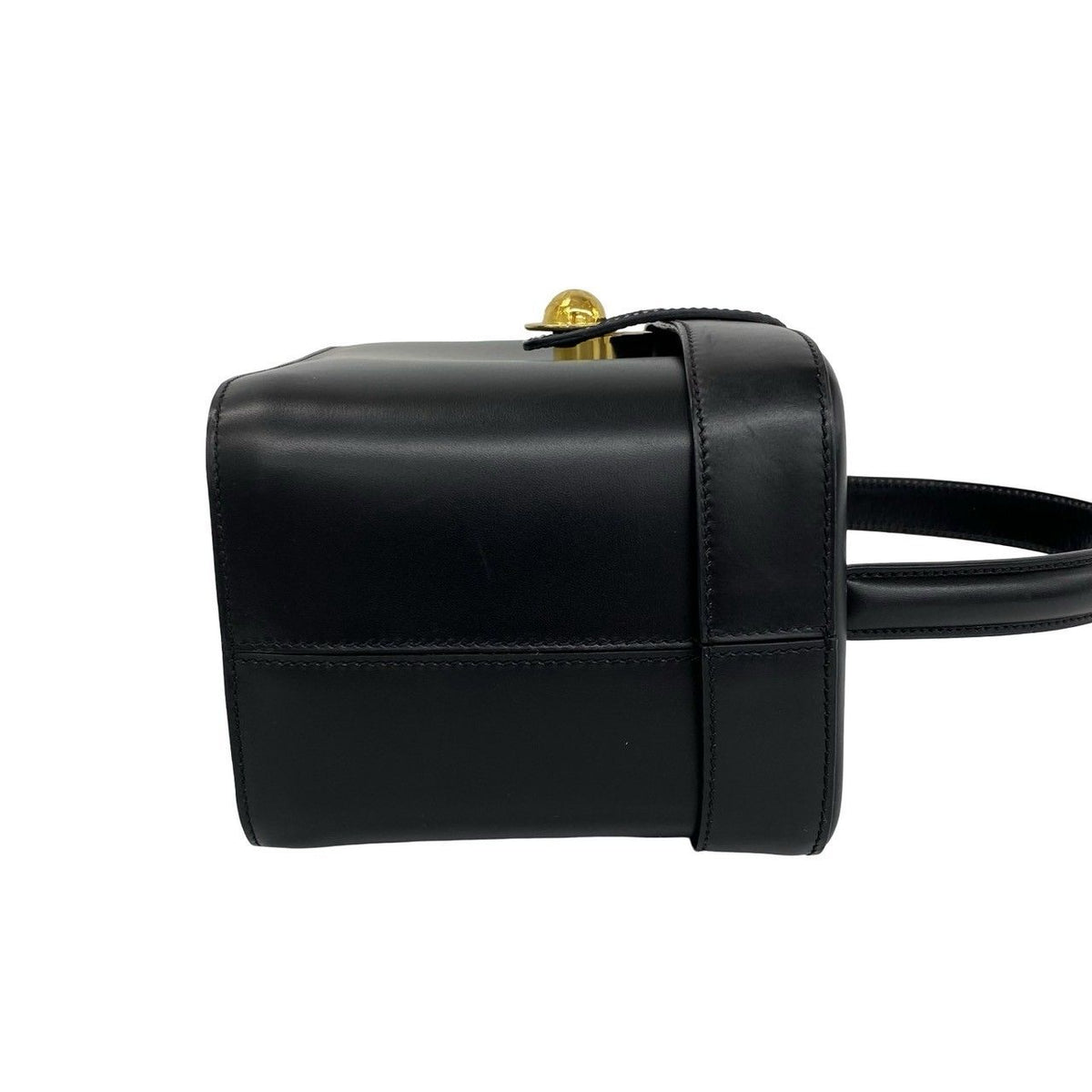 Celine Vintage Star Ball Logo Leather Handbag Vanity Bag Black — view 6