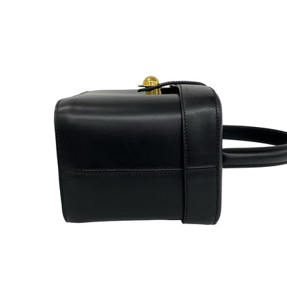 Celine Vintage Star Ball Logo Leather Handbag Vanity Bag Black — view 6