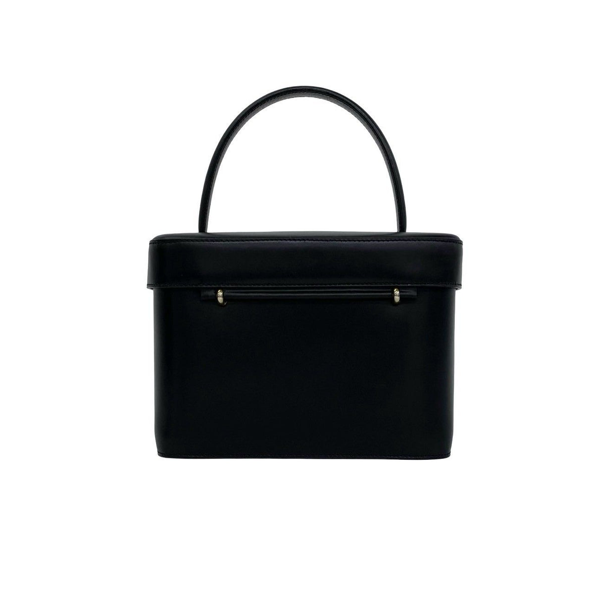 Celine Vintage Star Ball Logo Leather Handbag Vanity Bag Black — view 3