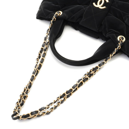 Chanel CC Logo Ribbon Bow 2-Way Black Velvet Tote Bag — view 4