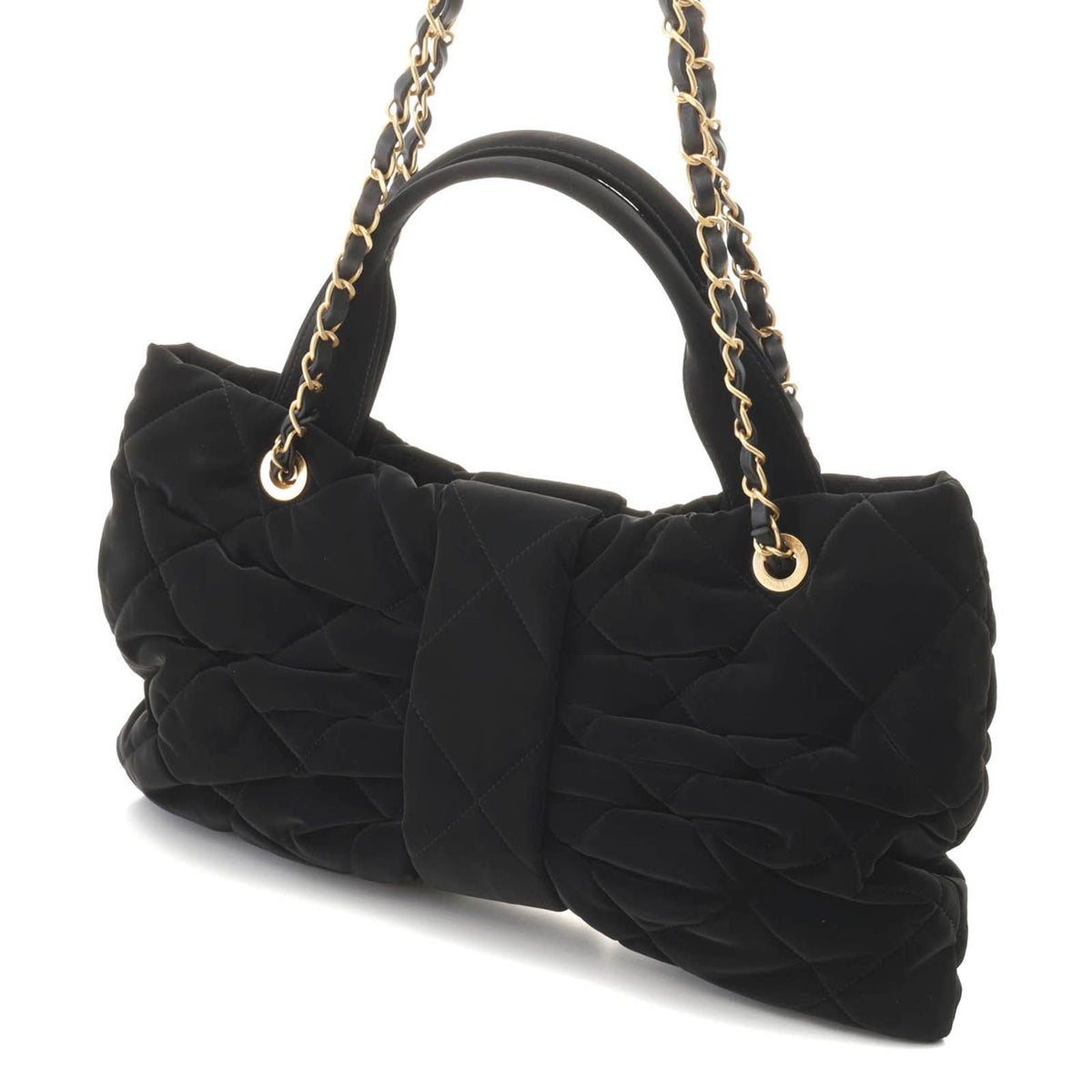 Chanel CC Logo Ribbon Bow 2-Way Black Velvet Tote Bag — view 2