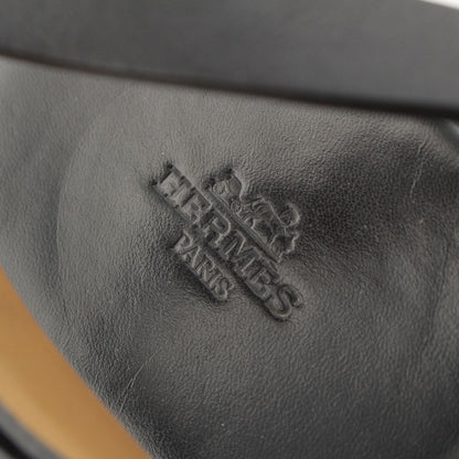 Hermes Leather H Strap Sandals Black — view 7