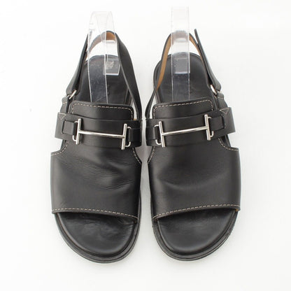 Hermes Leather H Strap Sandals Black — view 2