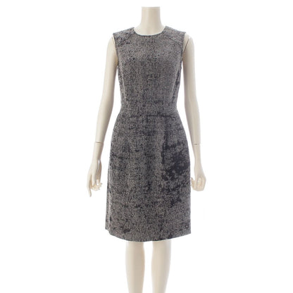Prada Linen Tweed Sleeveless Dress Dark Gray Black 38