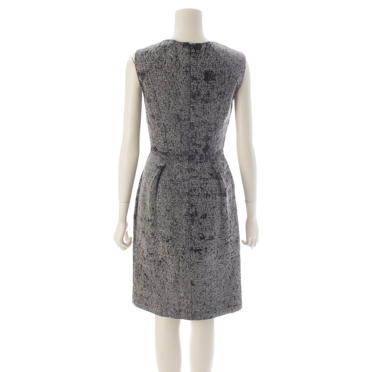 Prada Linen Tweed Sleeveless Dress Dark Gray Black 38 — view 4