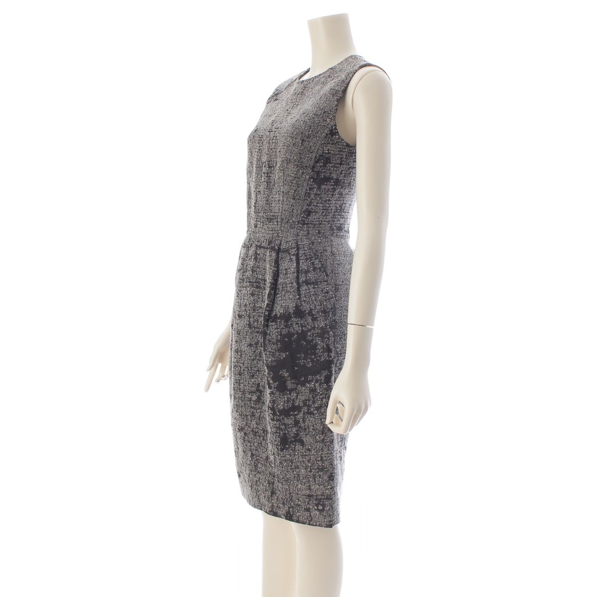 Prada Linen Tweed Sleeveless Dress Dark Gray Black 38 — view 2