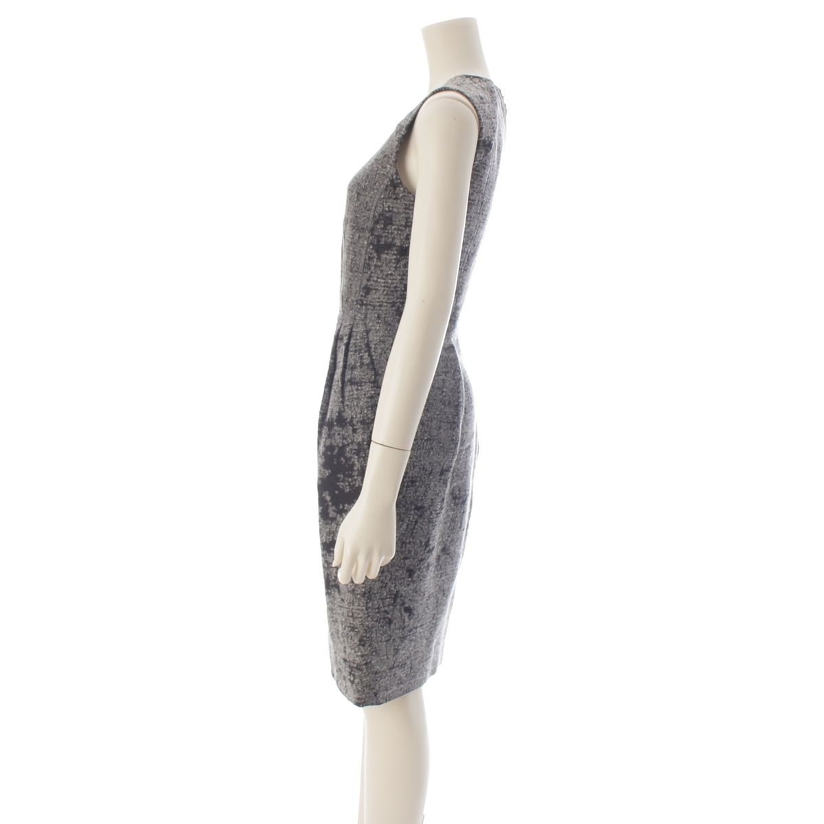 Prada Linen Tweed Sleeveless Dress Dark Gray Black 38 — view 3