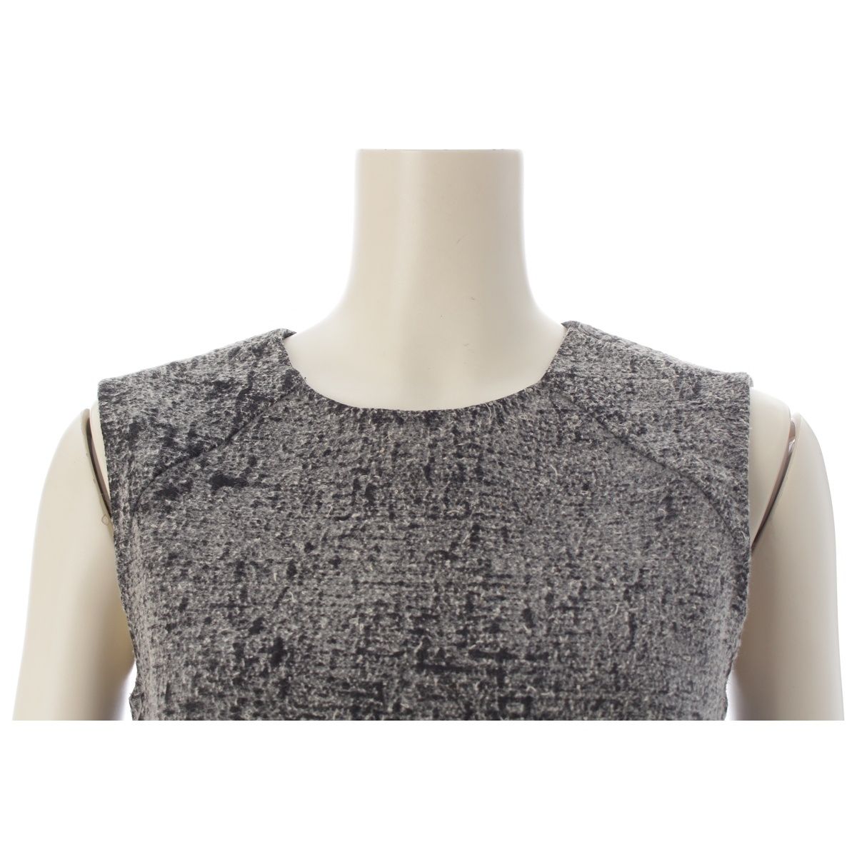 Prada Linen Tweed Sleeveless Dress Dark Gray Black 38 — view 5