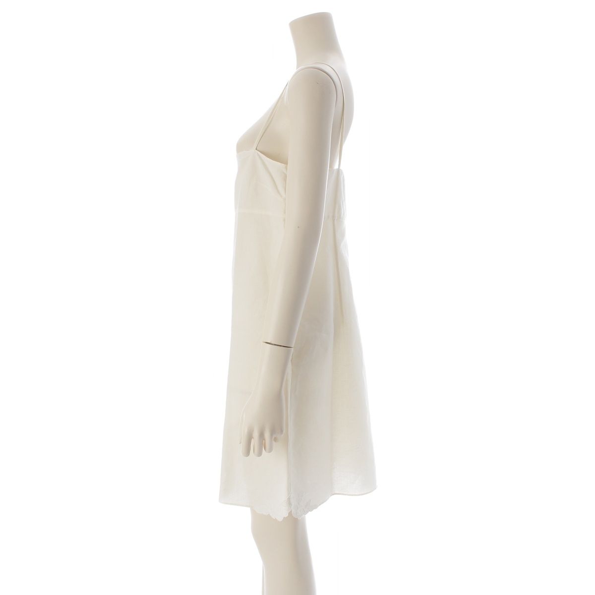 Miu Miu Linen Blend Mini Camisole Tunic Dress Off White 40 — view 3