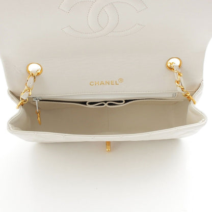 Chanel Quilted Lambskin Full Flap Chain Shoulder Bag White — view 6