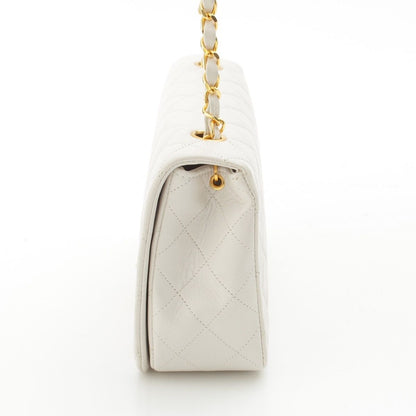 Chanel Quilted Lambskin Full Flap Chain Shoulder Bag White — view 3