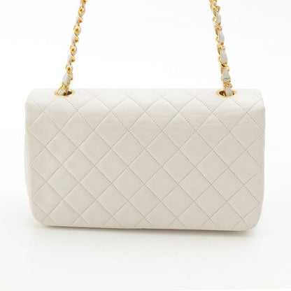 Chanel Quilted Lambskin Full Flap Chain Shoulder Bag White — view 4