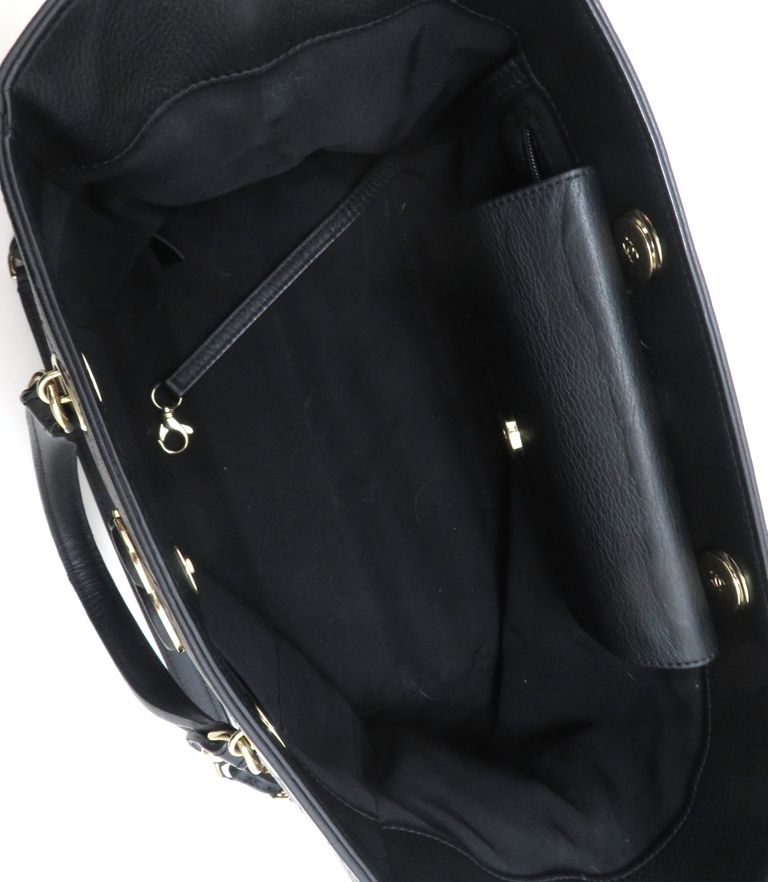 Chanel CC Logo Quilted 2-Way Tote Bag Calfskin Black — view 5
