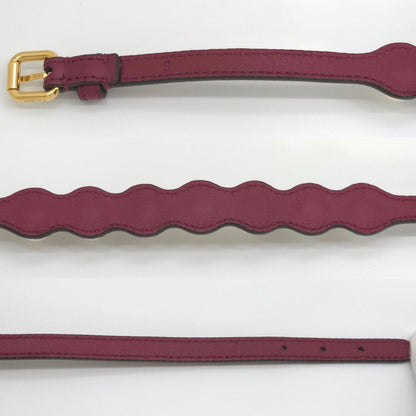Fendi Pearl Double Wrap Leather Bracelet S Faux Bordeaux Wine Red Color Gold — view 4