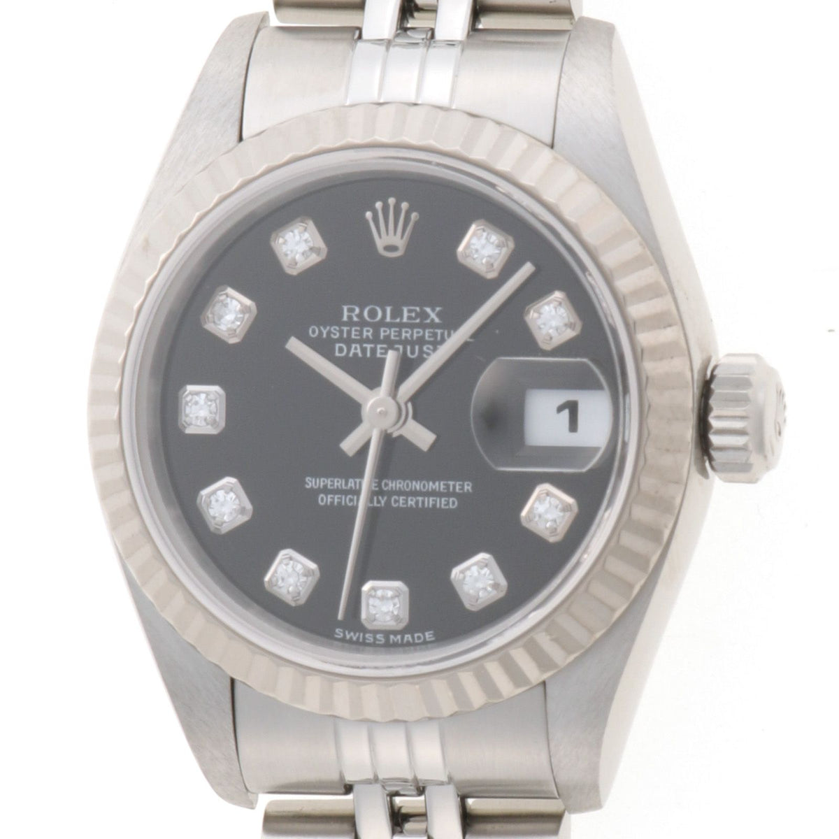 Rolex Datejust SS 18k White Gold Black Automatic
