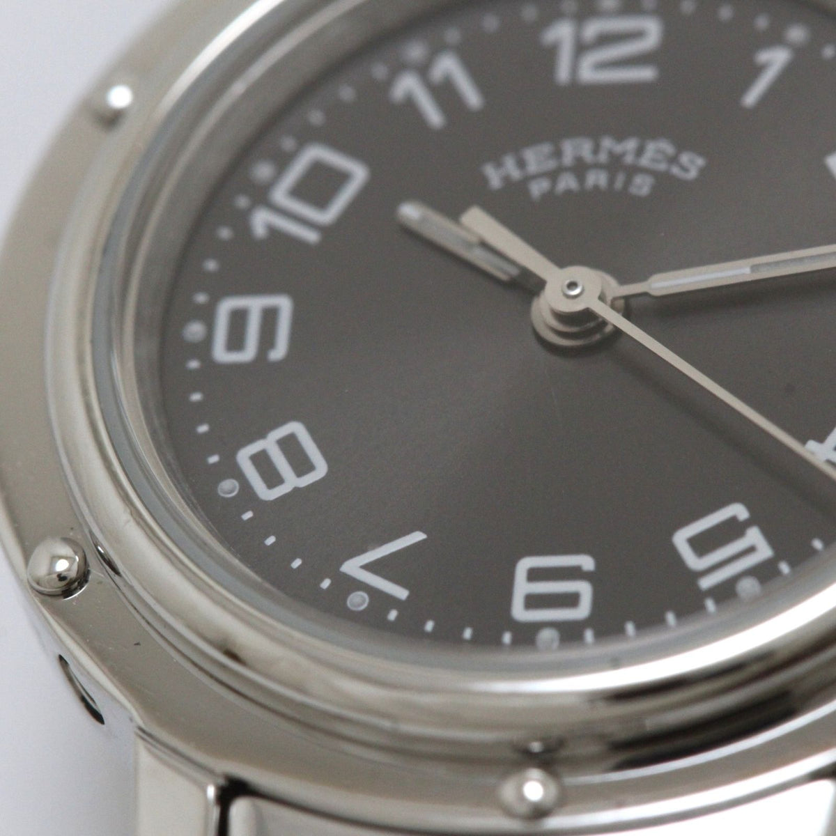 Hermes Clipper Watch SS Stainless Steel Gray Arabic Dial Quartz — view 7