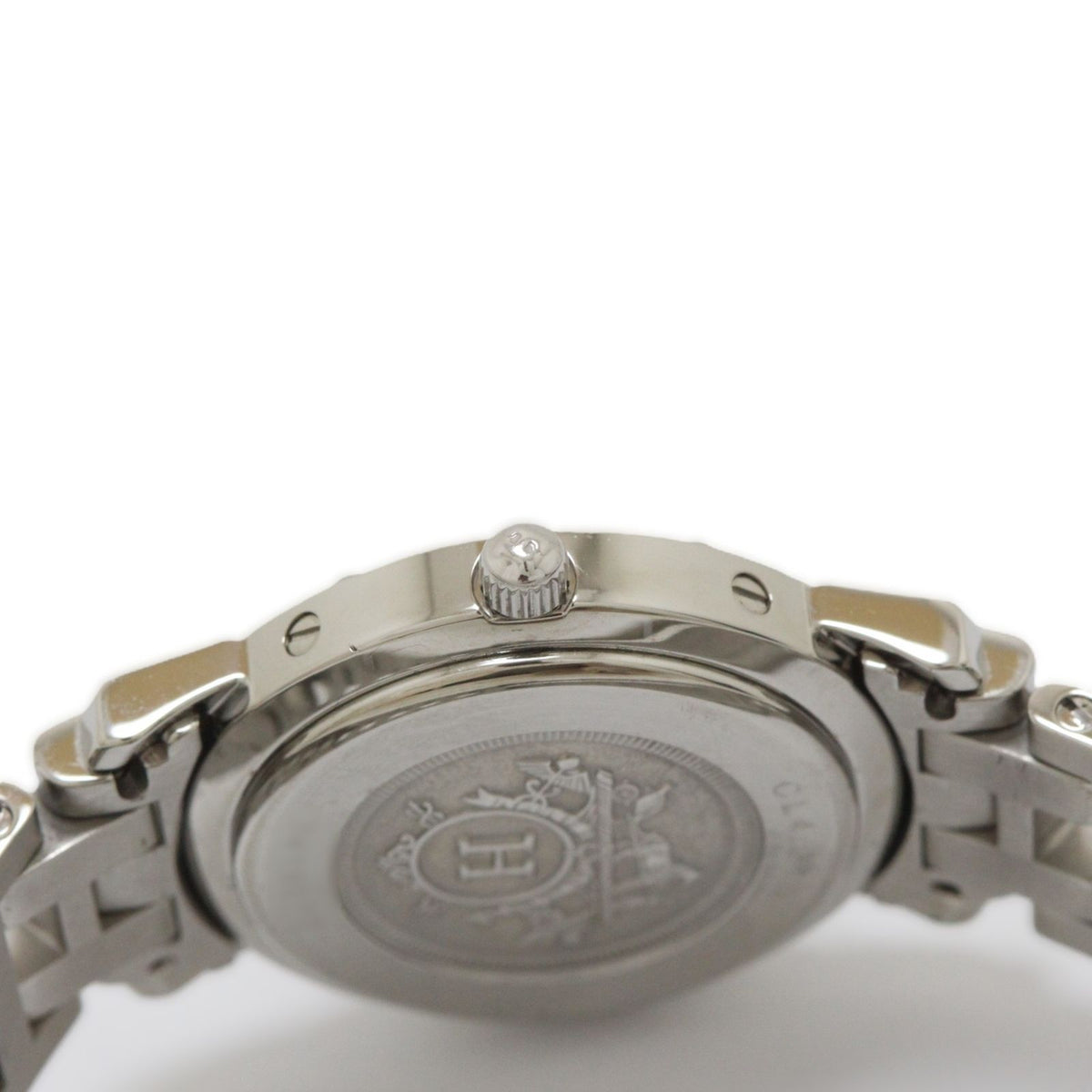 Hermes Clipper Watch SS Stainless Steel White Arabdial Quartz — view 2