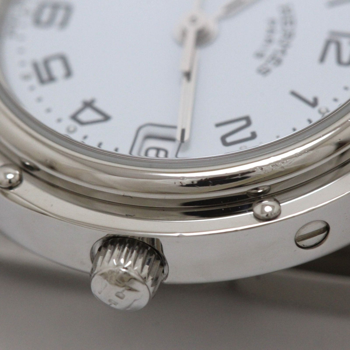 Hermes Clipper Watch SS Stainless Steel White Arabdial Quartz — view 8