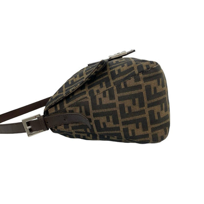 Fendi Vintage Zucca FF Logo Canvas Leather Semi Bag Brown — view 5