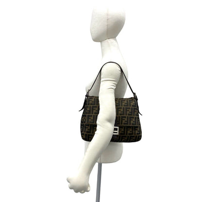 Fendi Vintage Zucca FF Logo Canvas Leather Semi Bag Brown — view 2