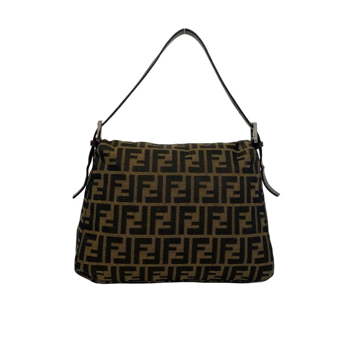 Fendi Vintage Zucca FF Logo Canvas Leather Semi Bag Brown — view 3