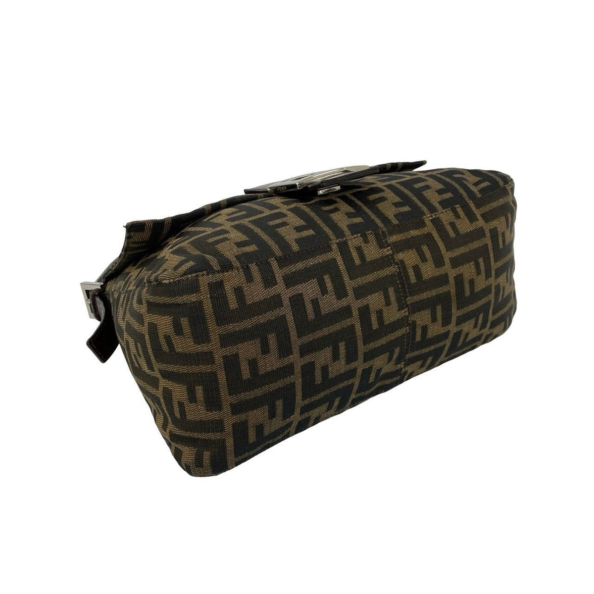 Fendi Vintage Zucca FF Logo Canvas Leather Semi Bag Brown — view 7