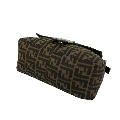 Fendi Vintage Zucca FF Logo Canvas Leather Semi Bag Brown — view 8