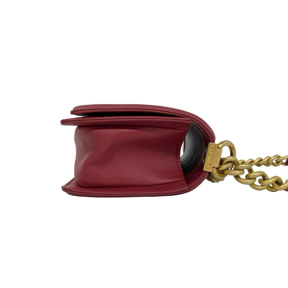 Chanel Boy Quilted CC Logo Lambskin 2-Way Shoulder Bag Red — view 6