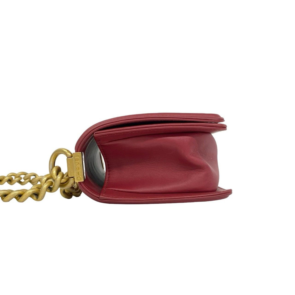Chanel Boy Quilted CC Logo Lambskin 2-Way Shoulder Bag Red — view 5