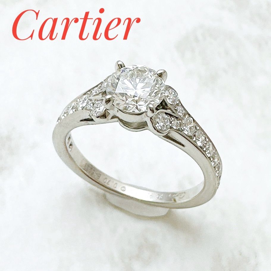 Cartier Ballerina Solitaire Diamond 0.70 Platinum Ring 50 10