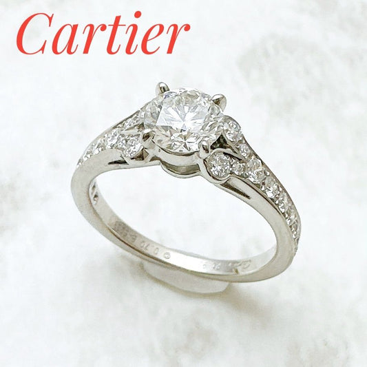 Cartier Ballerina Solitaire Diamond 0.70 Platinum Ring 50 10
