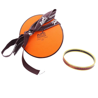 Hermes Bangle Enamel PM Metal Gold Red Cloisonne Bracelet — view 8