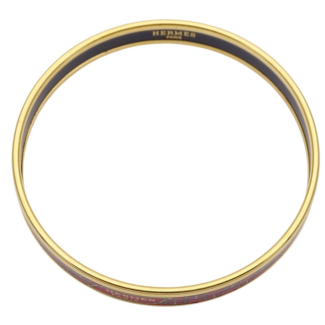Hermes Bangle Enamel PM Metal Gold Red Cloisonne Bracelet — view 3