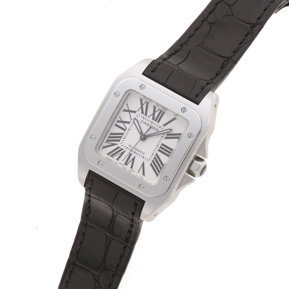 Cartier Santos 100 Watch Stainless Steel White Automatic — view 2