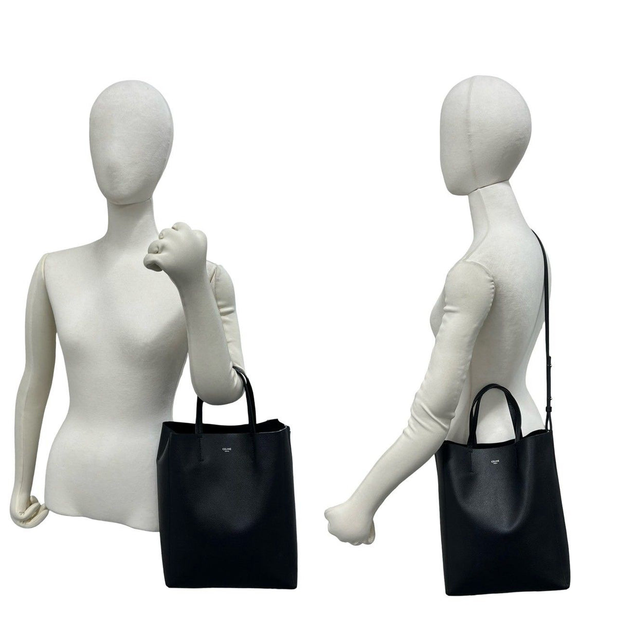 Celine Vertical Cabas Small Logo Leather 2-Way Shoulder Bag Black — view 2