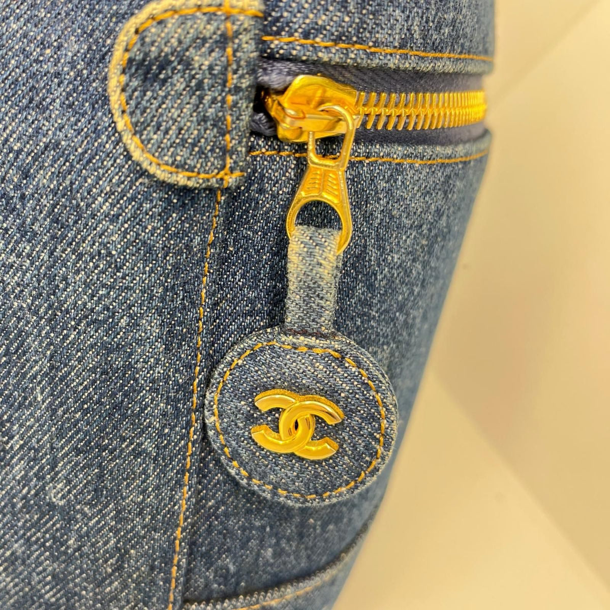 Chanel CC Logo Vanity Denim Handbag Indigo — view 7