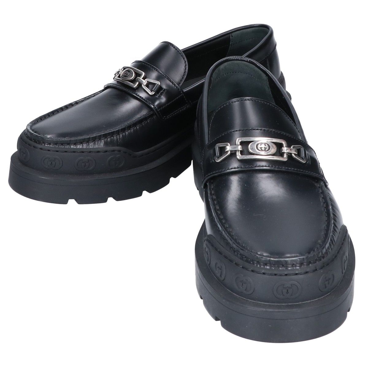 Gucci Black Leather Shirring Loafers 6.5