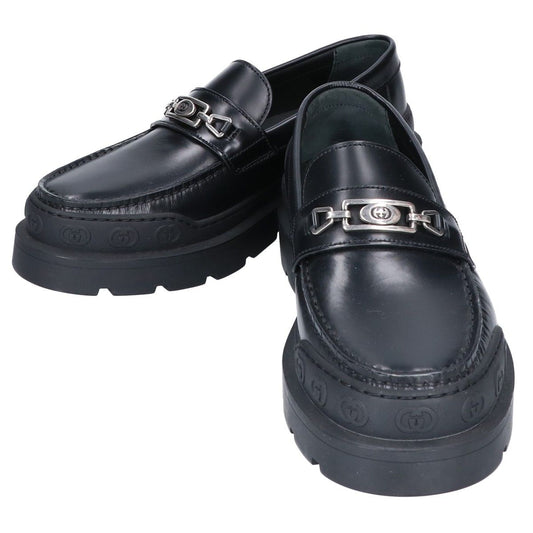 Gucci Black Leather Shirring Loafers 6.5