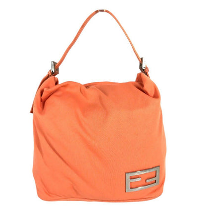 Fendi Shoulder Bag FF Logo Nylon Canvas Orange