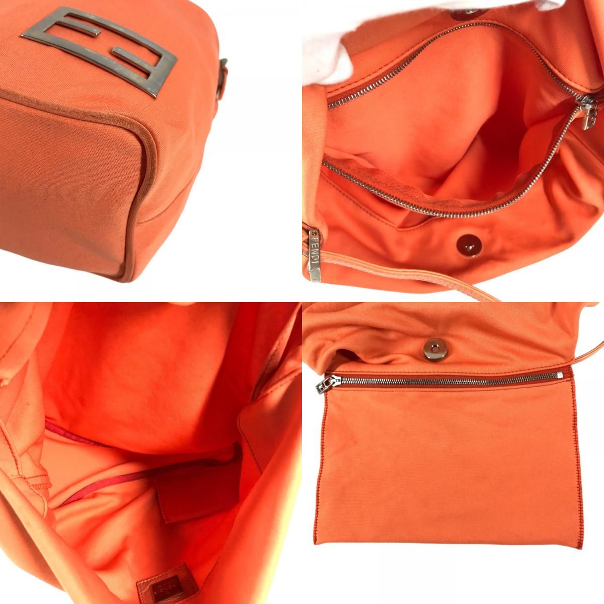 Fendi Shoulder Bag FF Logo Nylon Canvas Orange — view 8