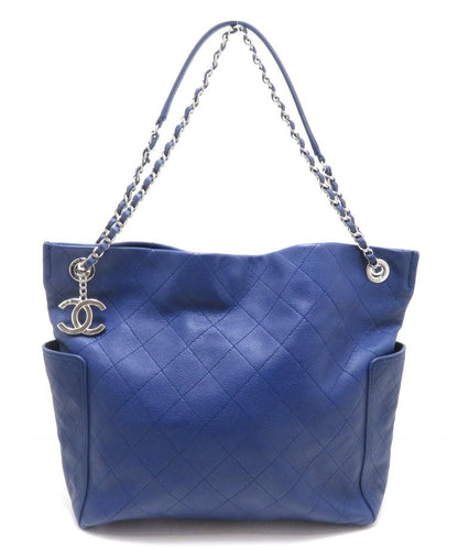 Chanel Quilted Tote Bag Caviar Leather Blue