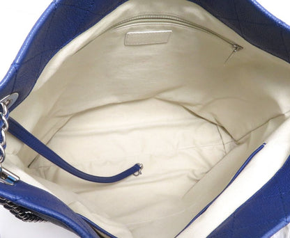 Chanel Quilted Tote Bag Caviar Leather Blue — view 5