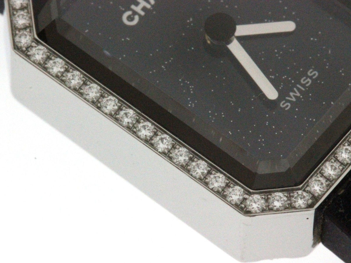 Chanel Premiere Luckystar Watch Stainless Steel Rubber Diamond Bezel Black — view 4