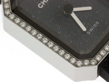 Chanel Premiere Luckystar Watch Stainless Steel Rubber Diamond Bezel Black — view 4