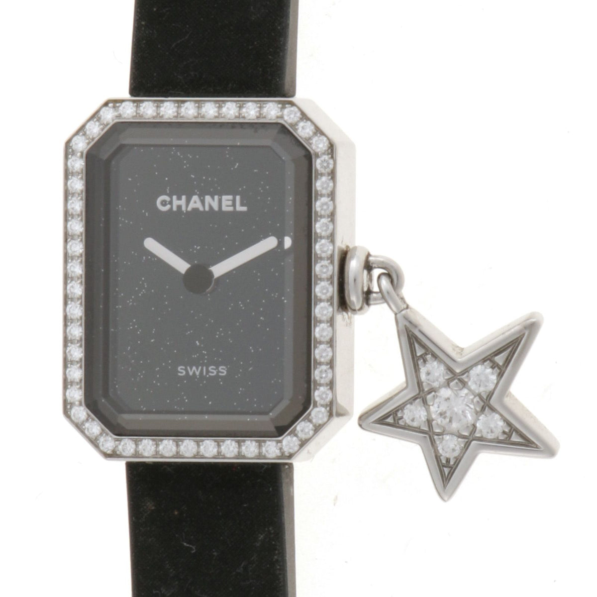 Chanel Premiere Luckystar Watch Stainless Steel Rubber Diamond Bezel Black