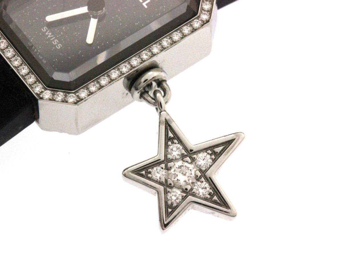 Chanel Premiere Luckystar Watch Stainless Steel Rubber Diamond Bezel Black — view 6