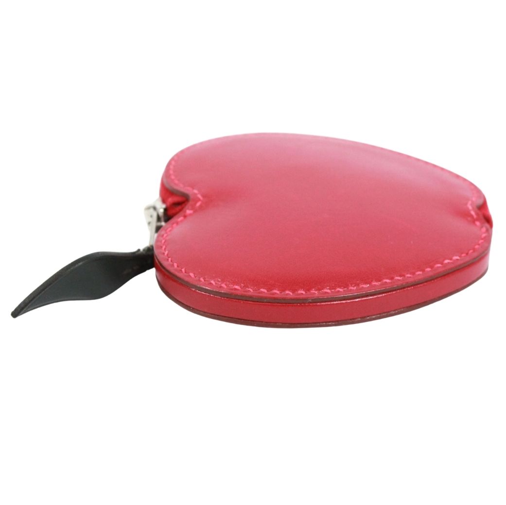 Hermes Tutti Frutti Coin Purse Box Calf Red Wallet Silver — view 4